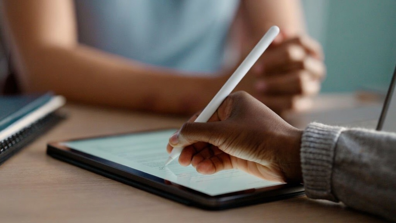 Signature électronique d’un document numérique réalisée à l’aide d’un stylet sur une tablette